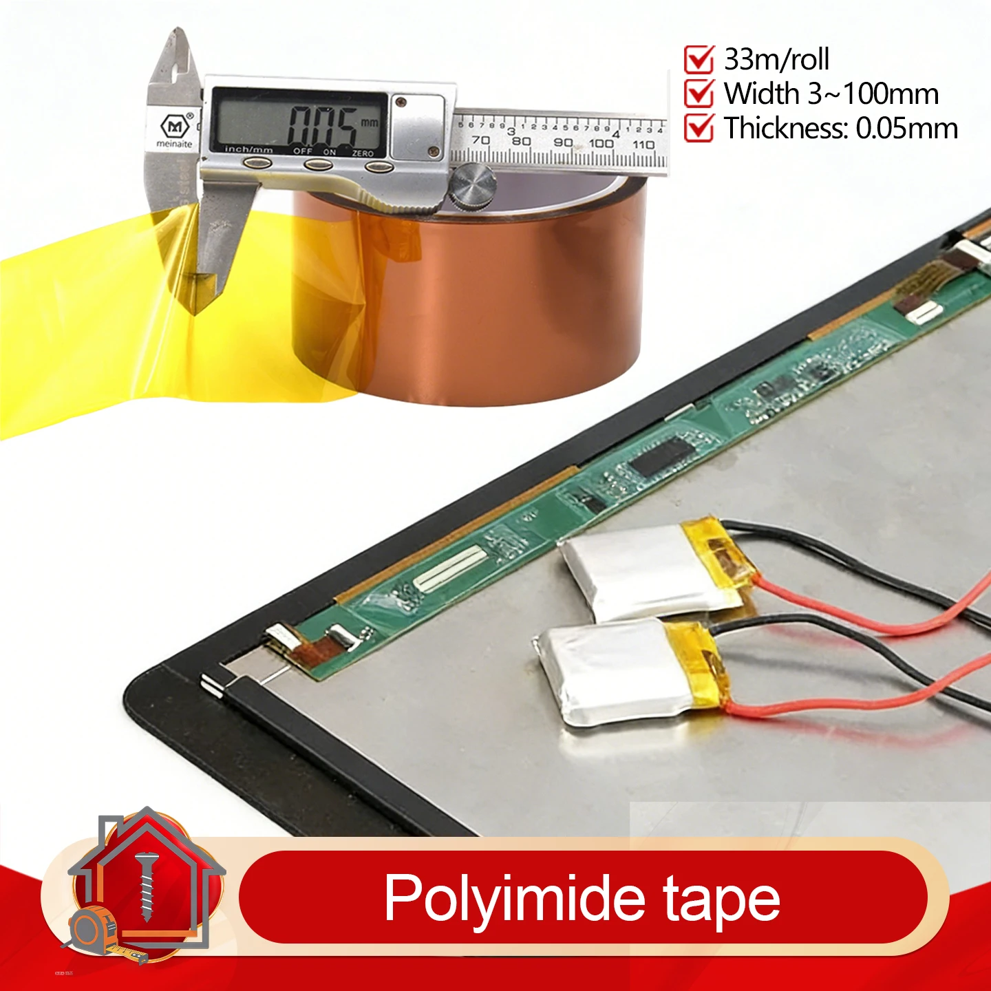3-100mm Hochtemperatur-Hitzebeständiges BGA-Klebeband Gold Thermische Isolierung Elektronikplatinenschutz Polyimid-Klebstoff Isolierbänder