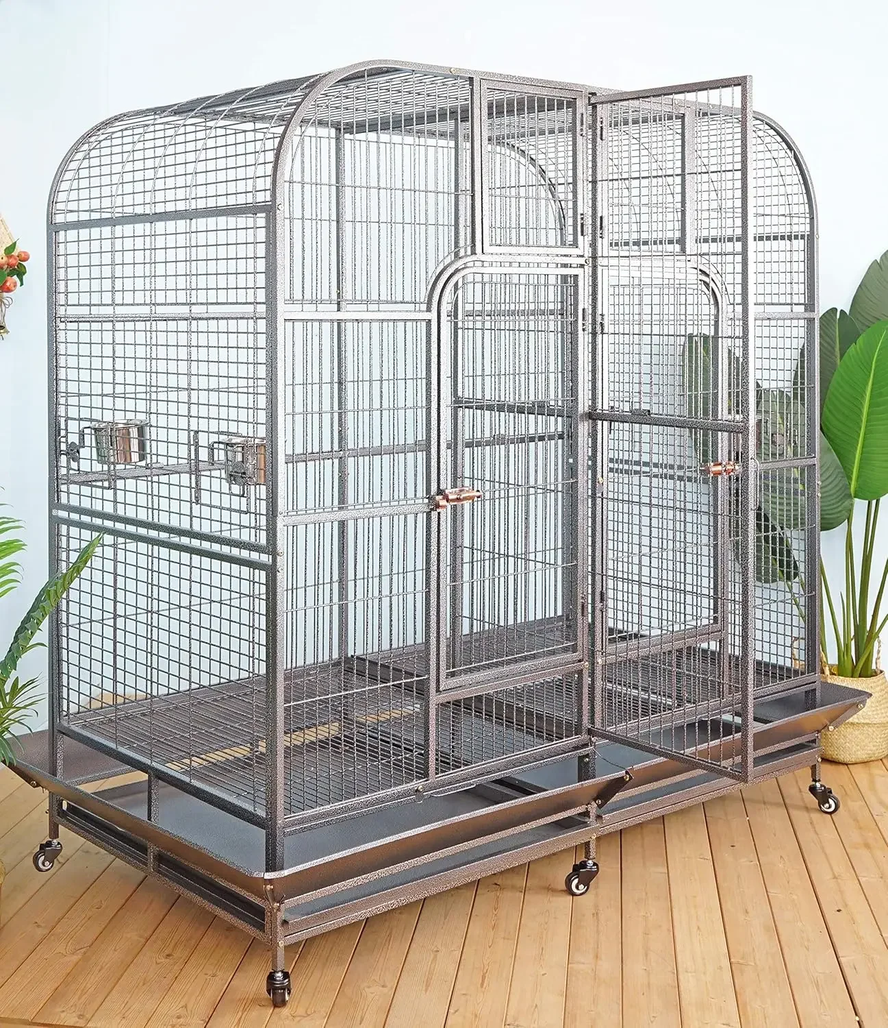 Double Cage with Center Divider for Bird Parrot Aviary New 64