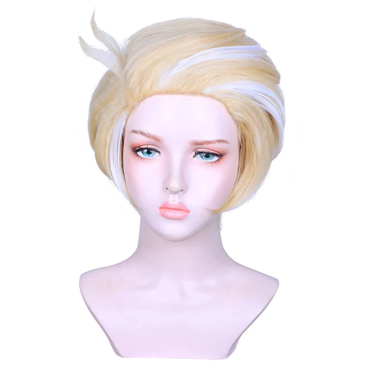 Kyo Short Blonde with White Cosplay Wig for Lucifer Hazbin Hotel Halloween Costume