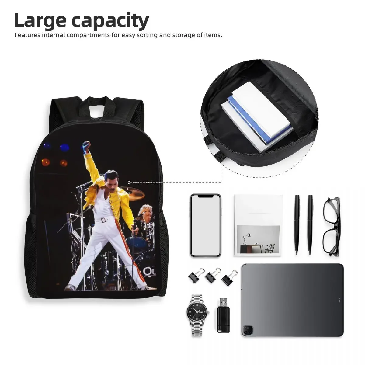 Custom 3D Printing Freddie Mercury Backpacks for Boys Girls College School Travel Bags Women Men Bookbag Fits 15 Inch Laptop