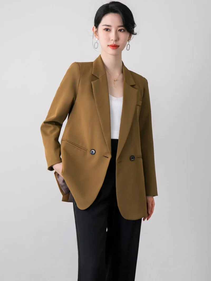 Women\'s Blazer Fashion Medium and Long Back Split Blazer Korean Long Sleeve Business Suits