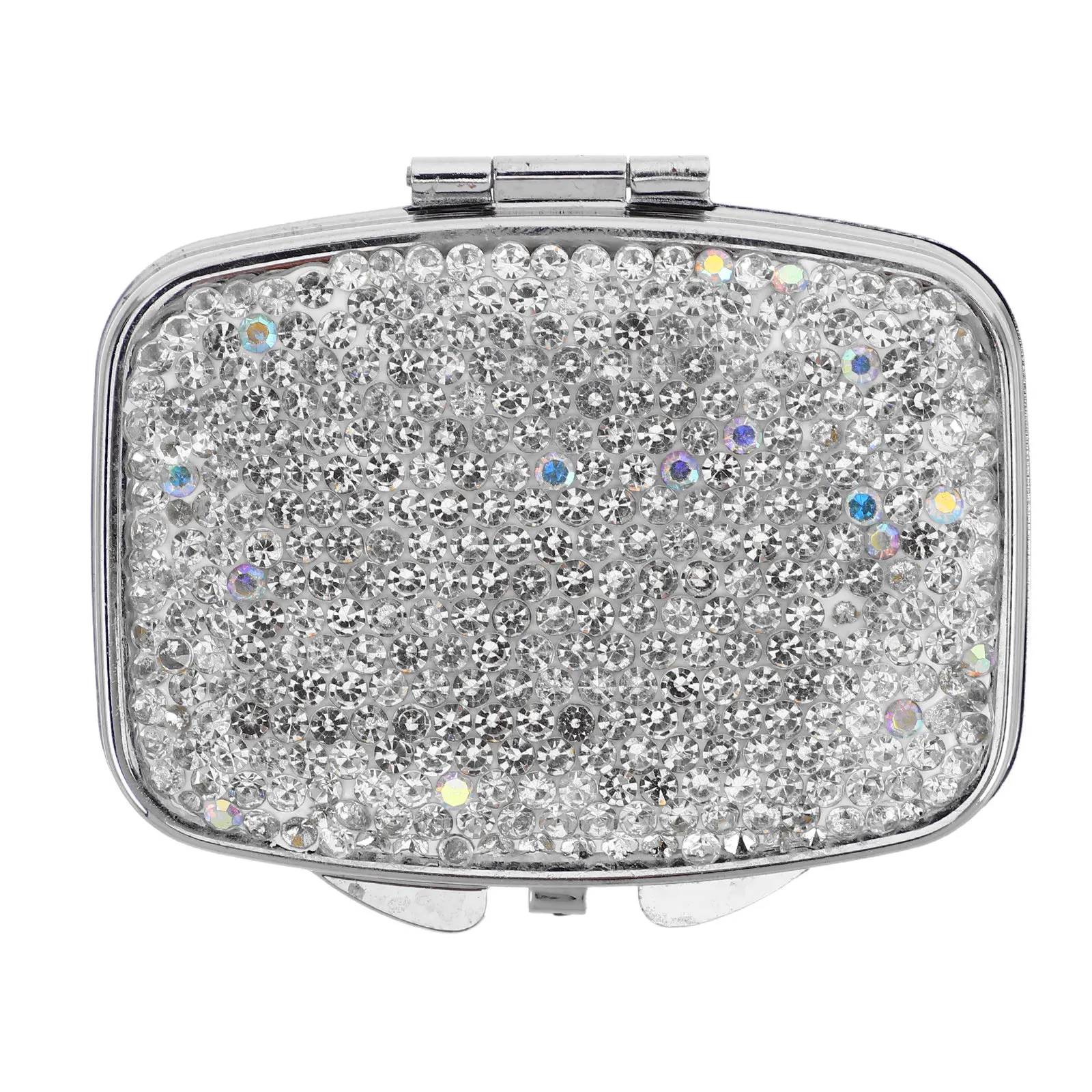 Mini Medicine Pill Box Rhinestone Decor Compact Travel Pill Organizer Daily Vitamin Supplement Case Multi Compartment Portable