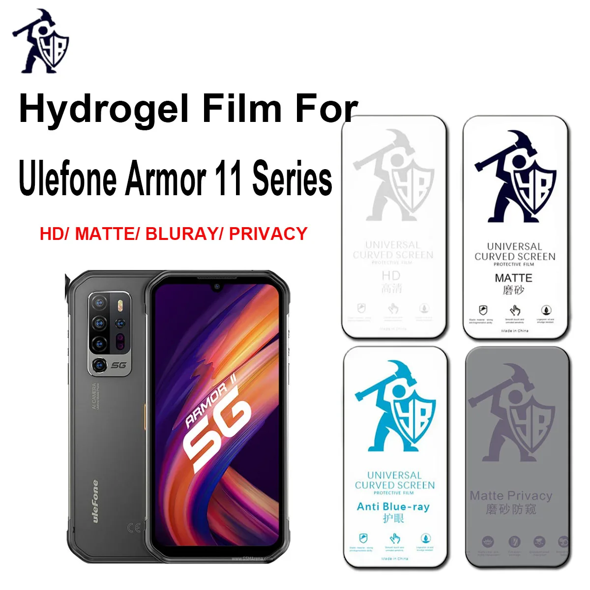 Protector de pantalla para Ulefone Armor 11T HD, película protectora de hidrogel para Armor 11 5G, película de hidrogel mate, no de vidrio, 2 uds.