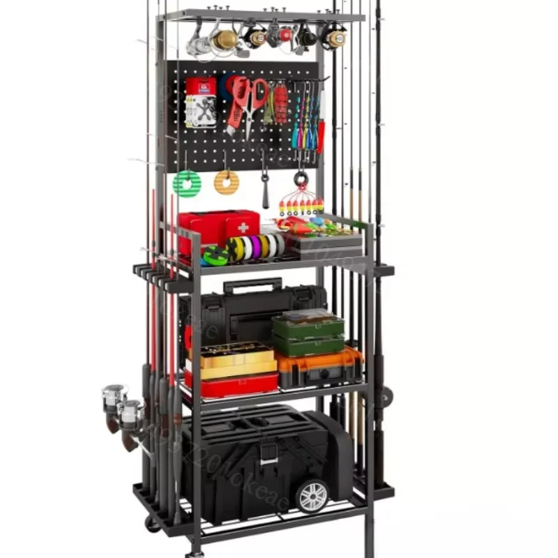 Fishing Rod Holder Fishing Gear Storage Rack, Reel & Tackle Box Organizer for Fishing Cart Use
