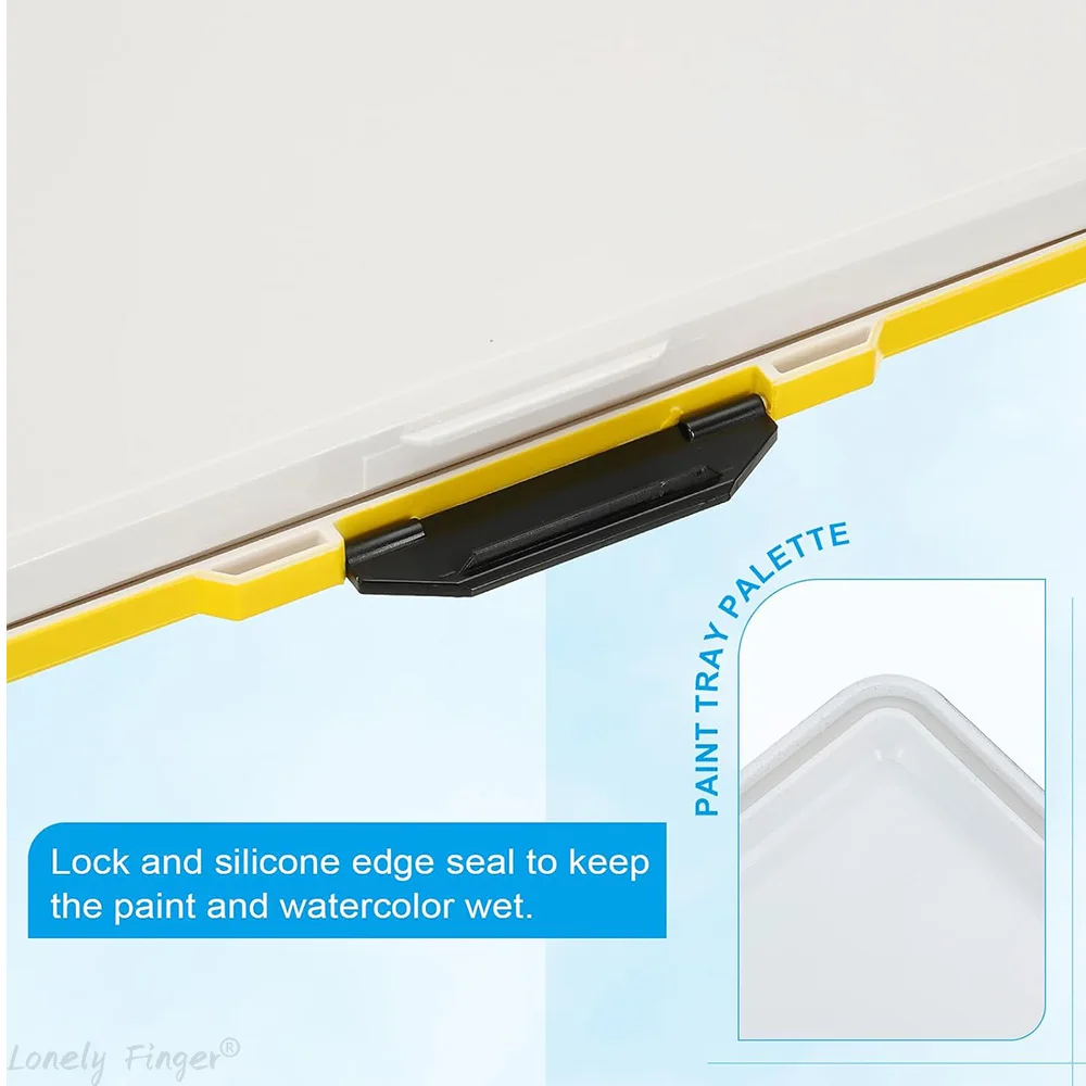 Caja de paleta de colores para almacenamiento de pintura de 33 pozos, plegable hermética desmontable con paleta de pintura de área adicional para acuarela Gouache