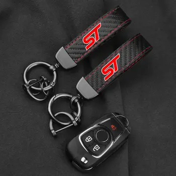 皮革碳纖維汽車鑰匙圈飾品鋅合金鑰匙圈可360度旋轉,適用於福特ST、福斯、蒙迪歐、嘉年華、翼搏車型 10 最佳銷售 福特福克斯ST鑰匙扣 - №4