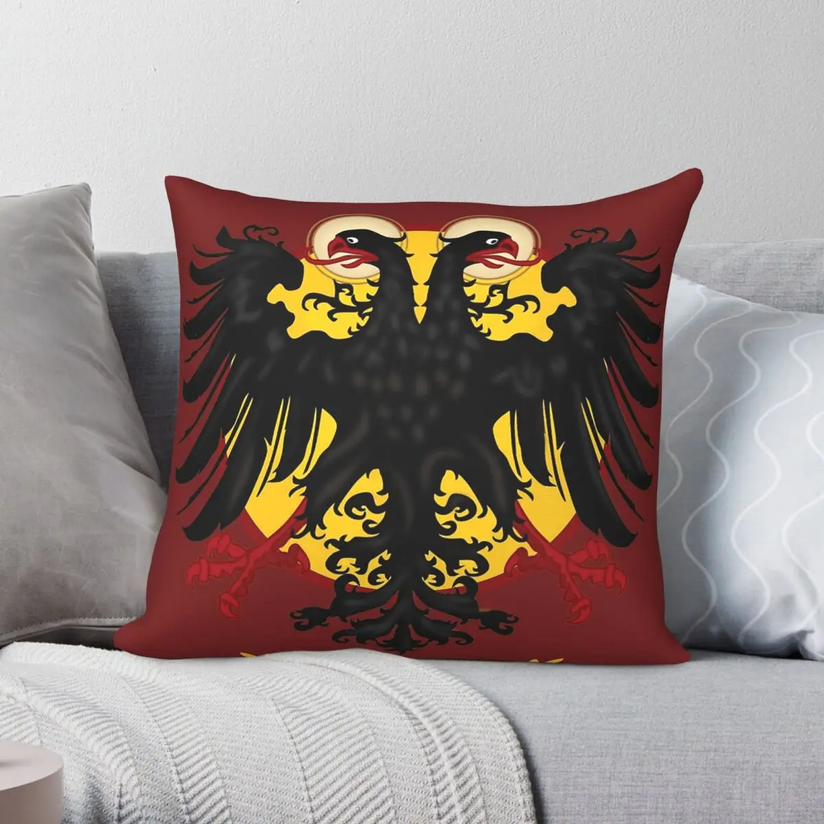Holy Roman Empire Sacrum Square Pillowcase Polyester Linen Velvet Pattern Zip Decor Throw Pillow Case Car Cushion Cover 18
