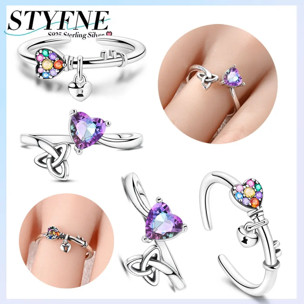 Ring aus Sterlingsilber, 925er vergoldet, keltischer Knoten, Herz-Schloss-Ringe für Damen, hochwertiger edler Schmuck, Hochzeitsgeschenk