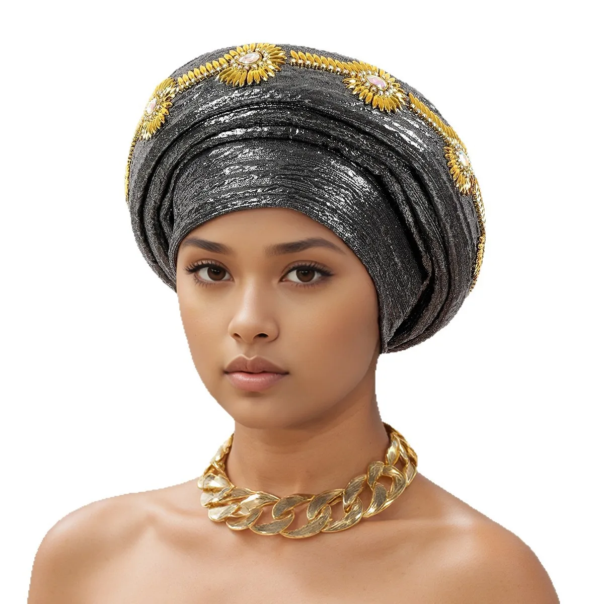 

2026 Diamonds Turban Cap for Women Nigeria Wedding Party Geles Head Wrap Bonnet Hijab African Auto Gele Headties Headscarf Hat