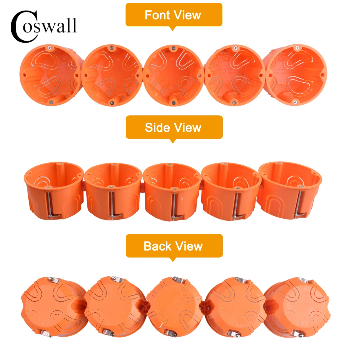 1 Gang Dry Lining Box For Gypsum Board/Drywall/Plasterboad/Downlight 47mm Depth Wall Switch BOX Socket Cassette Fireproof PC