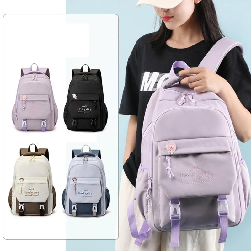 

Fashion Nylon Bookbags for Girl Versatile Backpack Double Strap Shoulder Bag Lightweight Pack School Bag Travel Bag