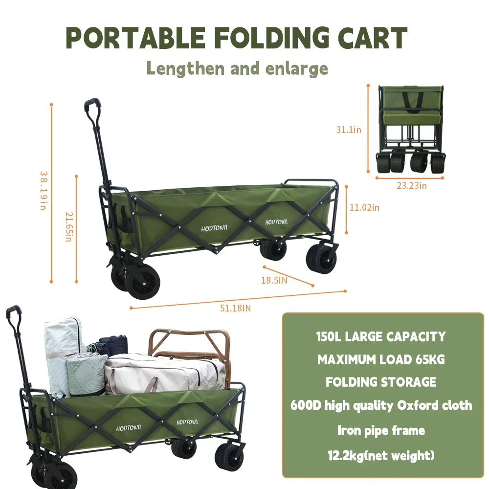 Large capacity camping travel car foldable garden car shopping basket foldable beach car cart foldable