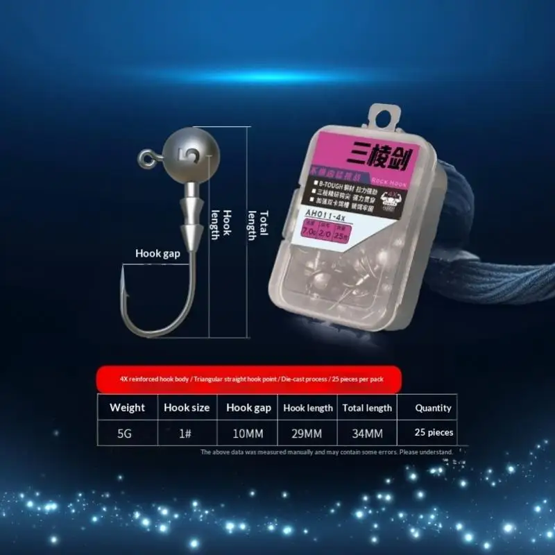 25pcs 3.5/5/7/10/14g 4X Reinforced Triangular Jig Hooks Hand Sharpened Anti-snag Lure Hooks For Bass Mandarin Fish Zander