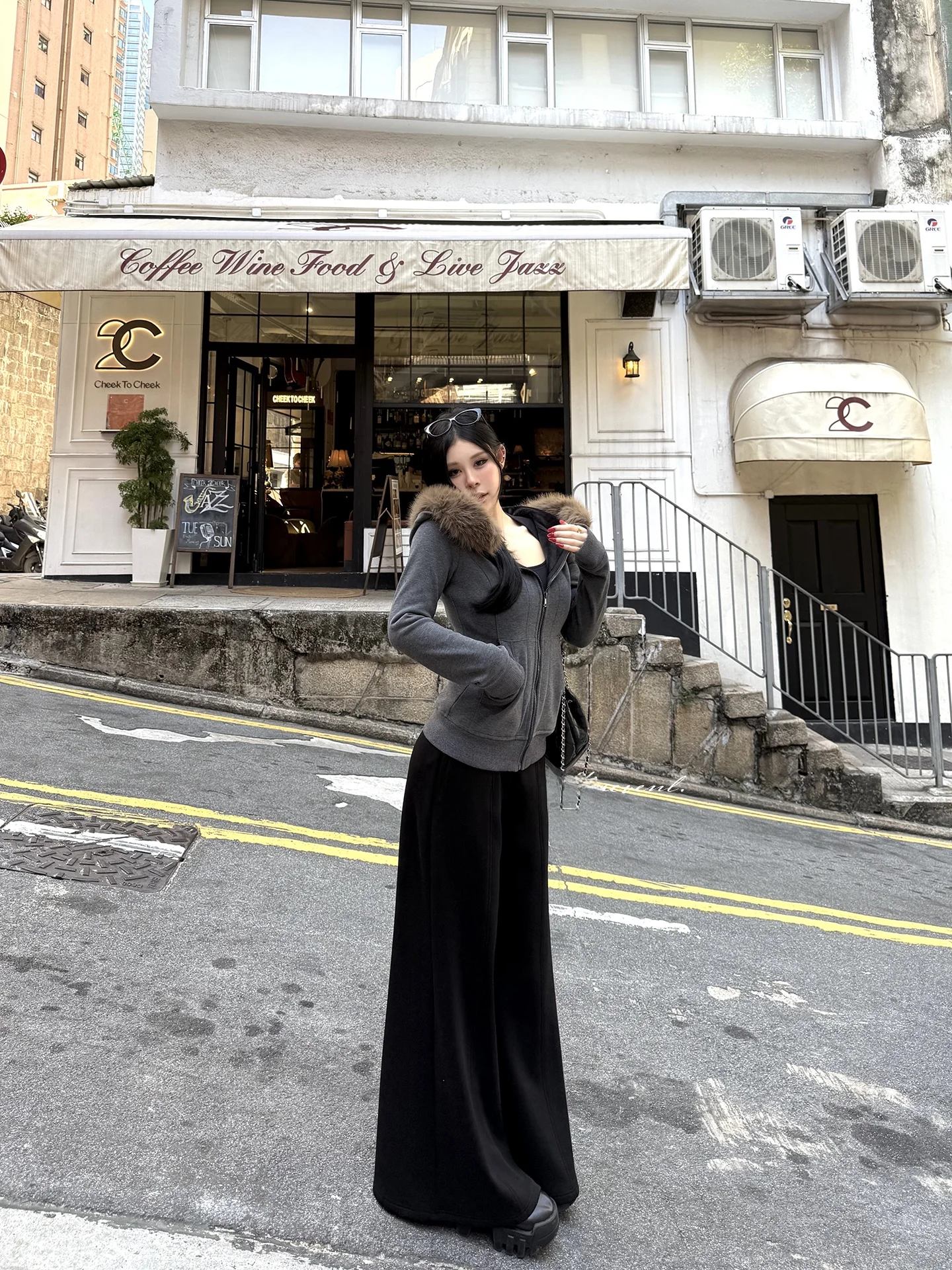 

Slim Fit Hooded Fce Lined ort Jaet Women's Removable Fur Collar Sweatirt Coat Casual Sle Thiened Long Sve Zipper