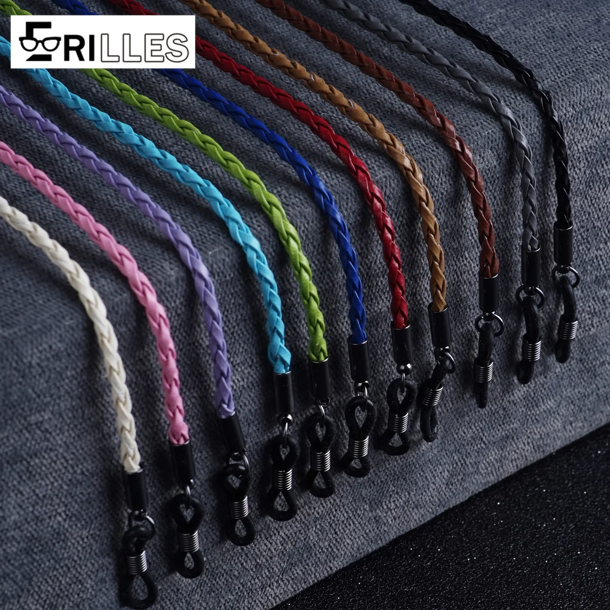 سلسلة نظارات ملتوية، حبل نظارات مضفر مع خيارات متعددة الألوان، سلك قابل للتعديل مضاد للانزلاق للقراءة والنظارات الشمسية #1