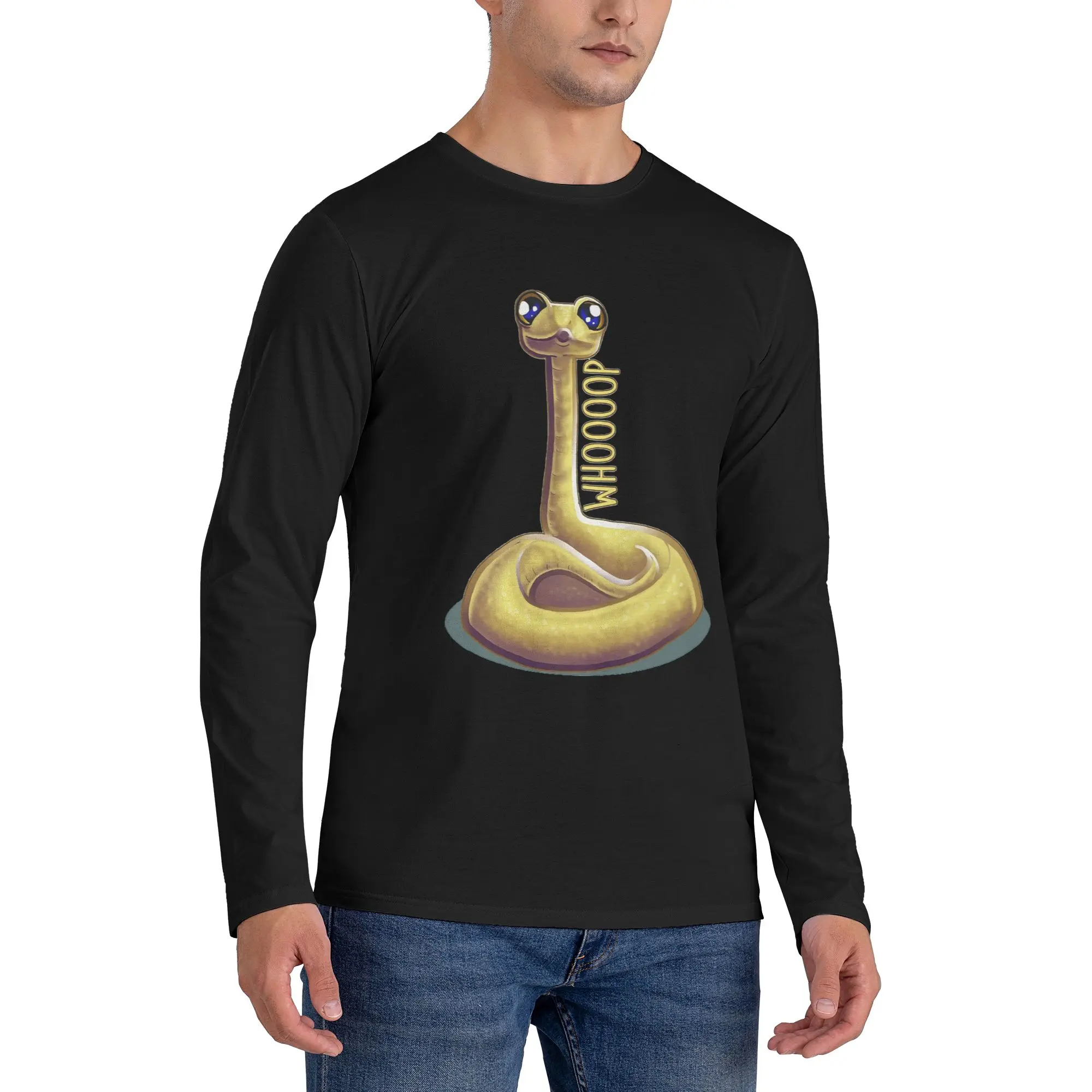 

Мужская футболка с длинными рукавами Whooping Snake, дышащие футболки с круглым вырезом, весенние и осенние мужские топы