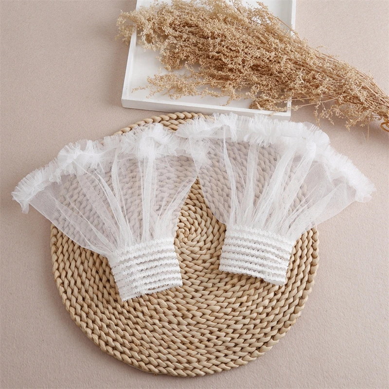 Mesh Flare Lace Accessories Decoration Cuff for photo nails Thin Pleated Fake Sleeve Nails Props Photography Background