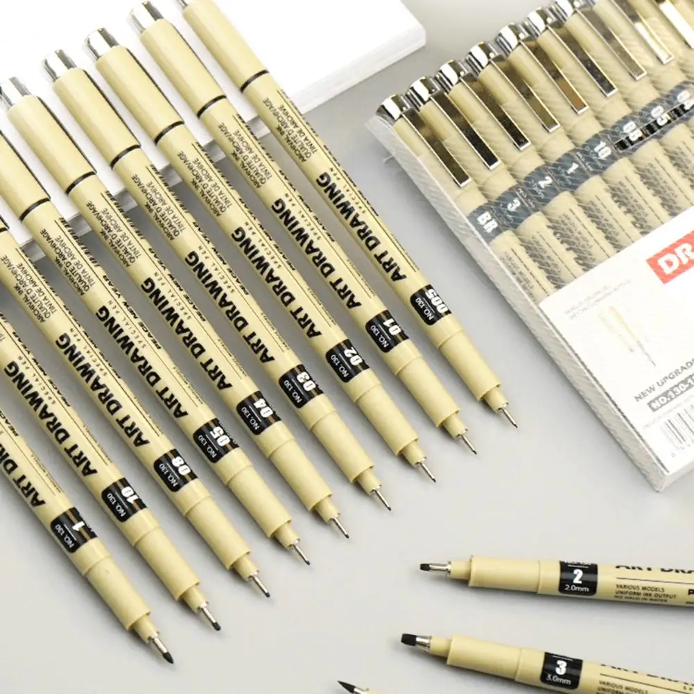 Impermeável agulha caneta Fineliner Set, 12 diferentes larguras de linha para artistas, esboçando ilustração