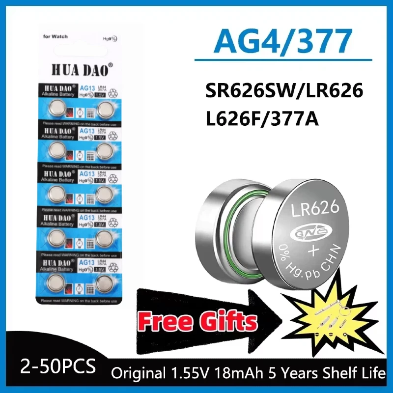 2-10PCS 1.55V AG13 LR44 L1154 RW82 SR1154 SP76 Pila SR44 Button Batteries A76 LR1154 GP7 Cell Coin Watch Toys Remote Battery