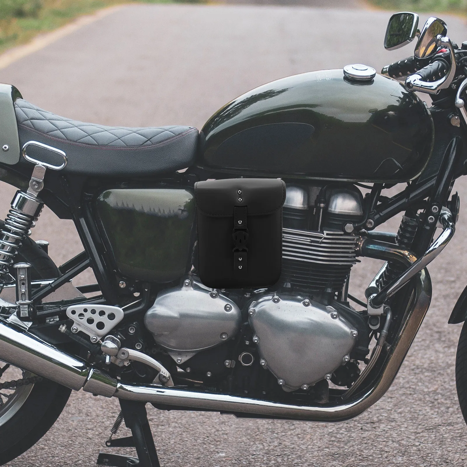 

Motorcycle Side Bag Black Retro Synthetic Large Capacity Saddle Bag Organizer Tool Pannier Waterproof Motorcycle Storage