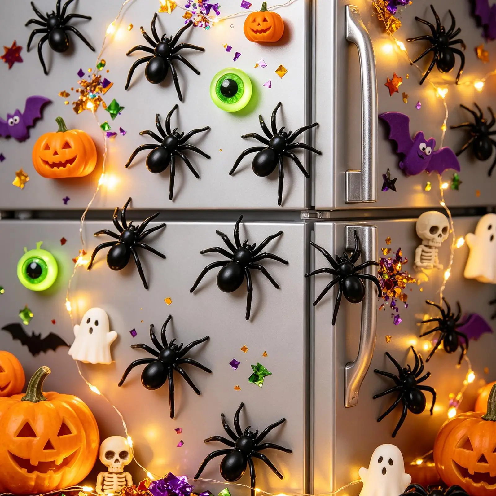 Black Spider Fridge Magnet Halloween Scary Funny Prank Gadget Realistic Spiders Refrigerator Magnets for Kitchen Home Dorm Apart