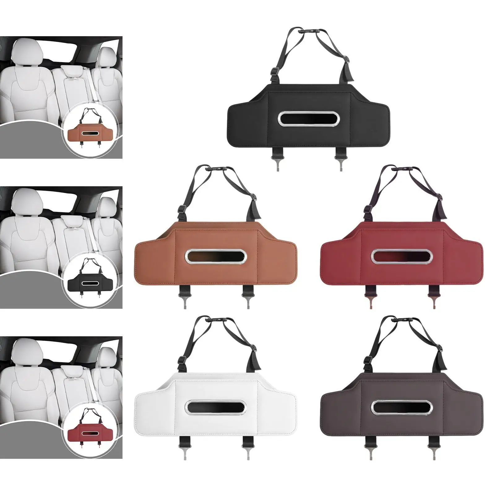 

Car Seat Back Organizer with Tissue Box with Drink Cup Holder Storage Box