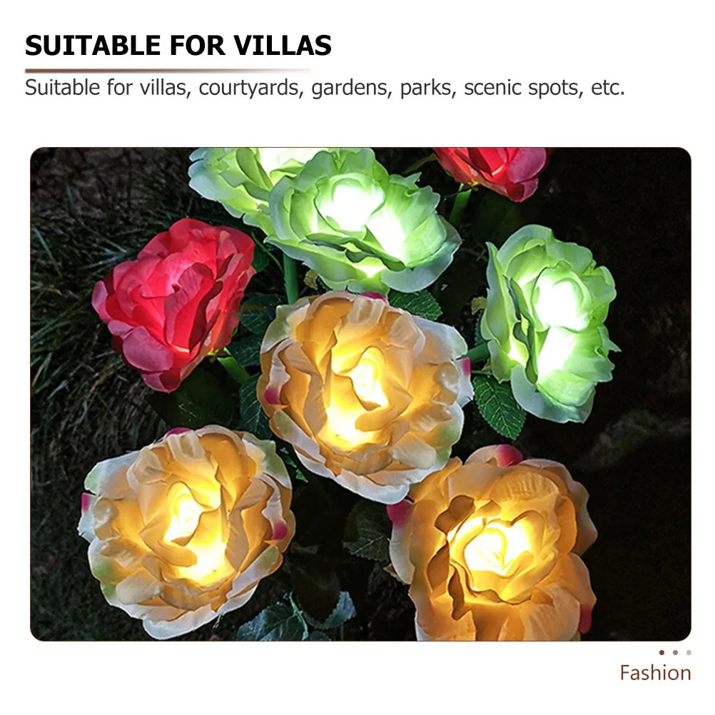 

3Pcs Rose Solar LED Yard Light Outdoor Insert Lawn Lamp Energy Saving Waterproof Decorative Landscape Lighting for Gardens