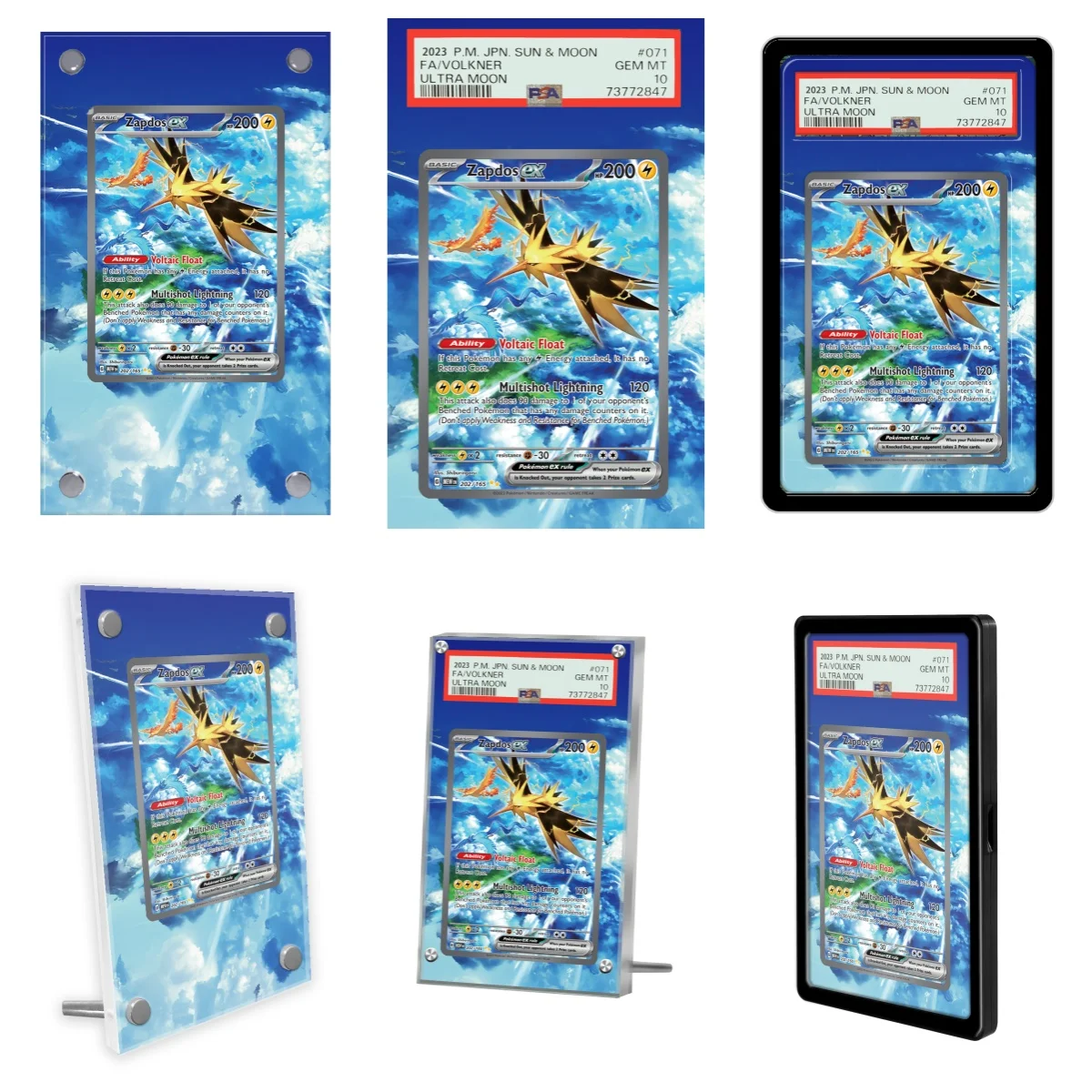 Cartões pokemon display ptcg zapdos ex anime jogo coleção expandir arte presentes auto feito acrílico caso protetor chaveiro brinquedos