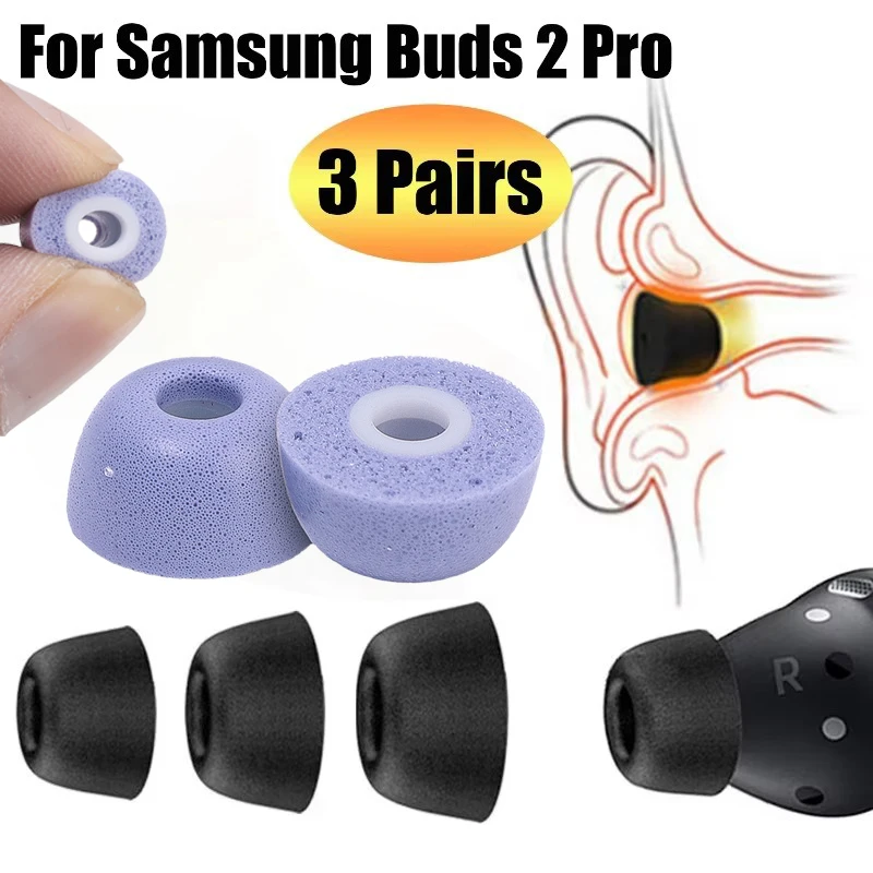 Memory Form Ear Tips Anti-slip Earpads for Samsung Galaxy Buds 2 Pro Noise Reduction Ear Stopper Caps for Galaxy Buds 2 Pro