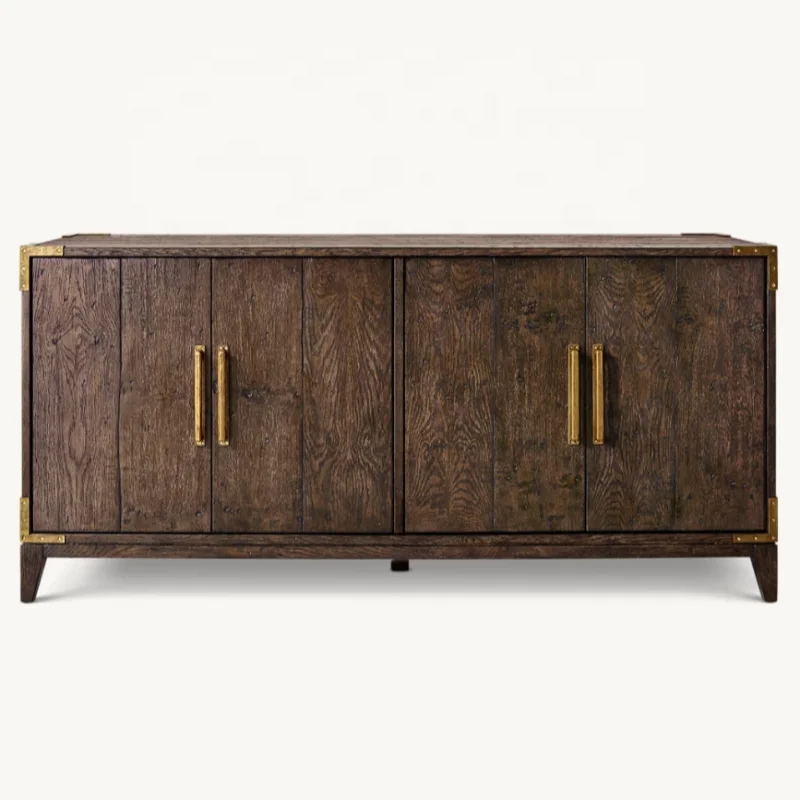 ！@American Retro Wood Living Room Furniture Four-door TV Cabinet Hotel Villa Can Be Customized Furniture Factory Direct Sales