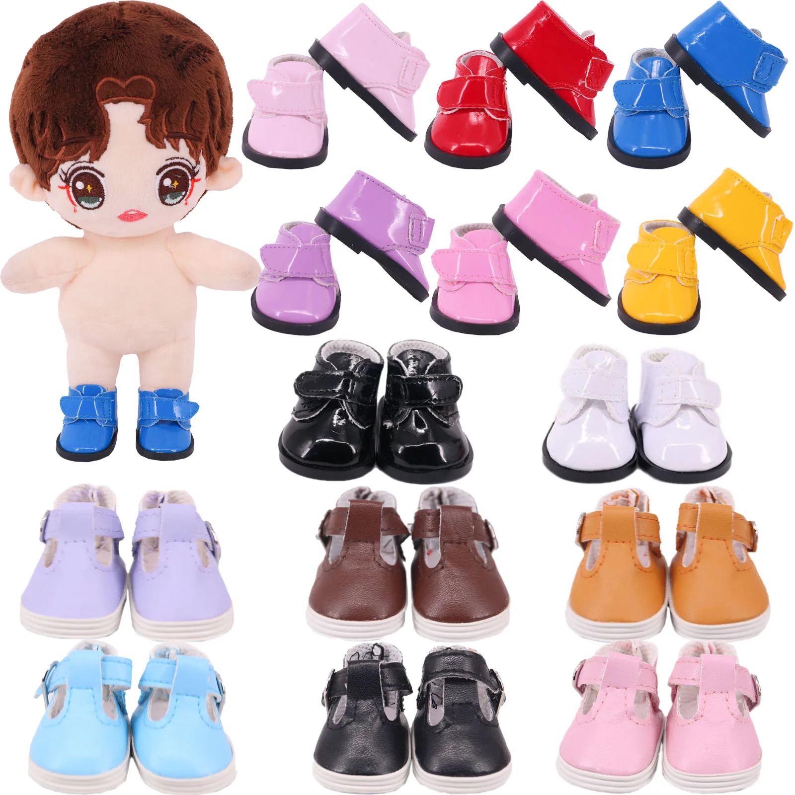 Doll Shoes Paste Style for 20 Cm Korea Kpop EXO Idol Star Doll Accessories Plush Doll Shoes Paola Reina Leather Shoes Fans Gift