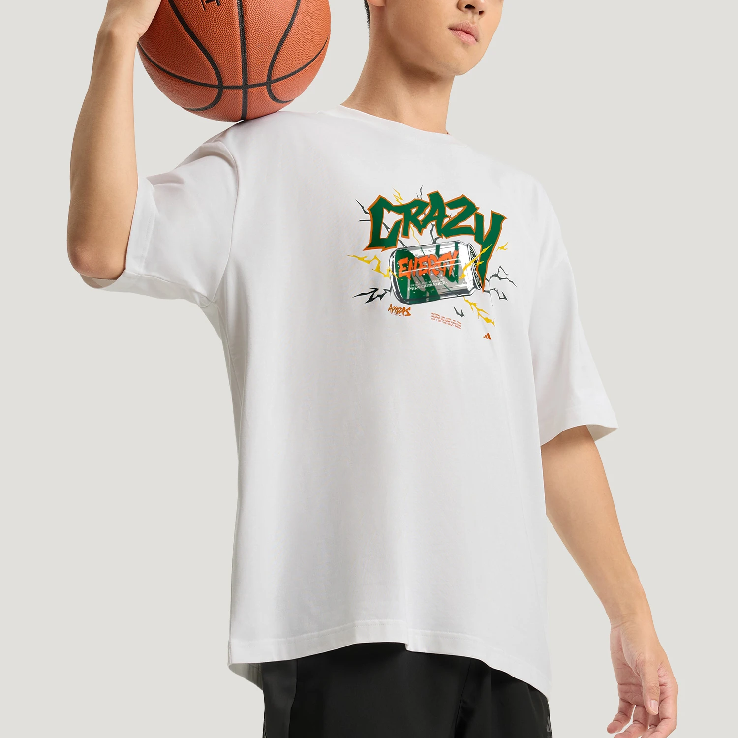 Camiseta Adidas genuina BB CRZY TEE de manga corta para entrenamiento de baloncesto para hombre KS5468