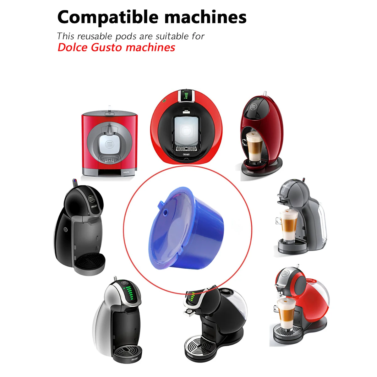 Mix Colors Filled Coffee Pods Filter Cups PP Reusable Coffee Capsules For Dolce Gusto Machines Coffee Tools