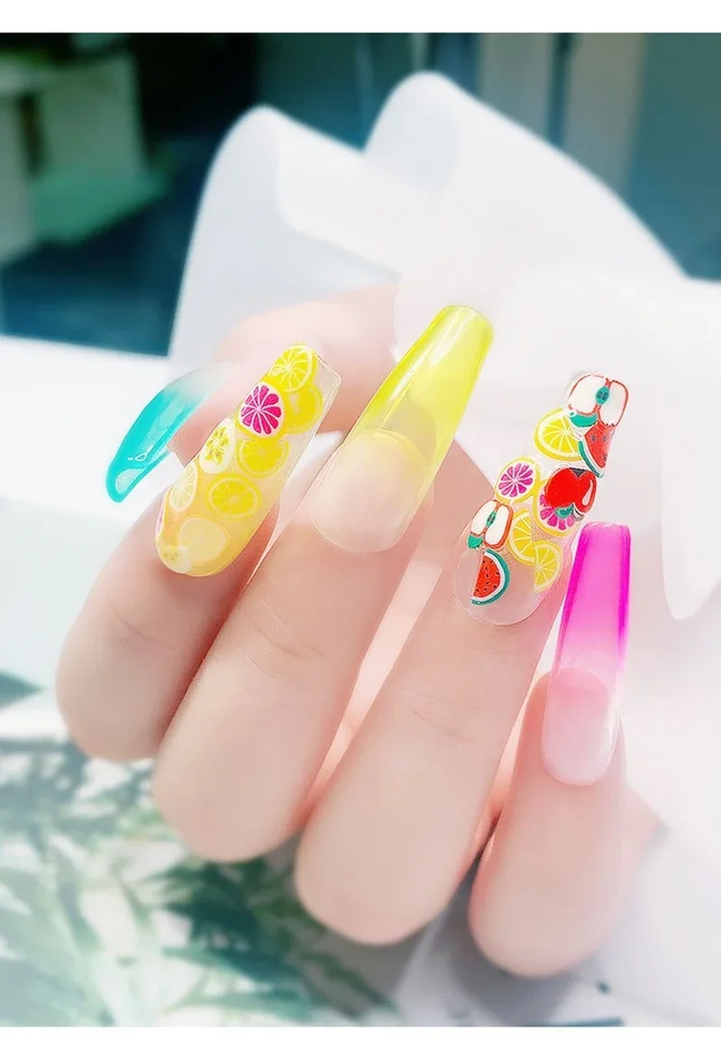 1000 sztuk 3D ozdoby do paznokci owocowy kwiat plaster Fimo glina naklejki z żywicy dekoracje DIY porady dżetów