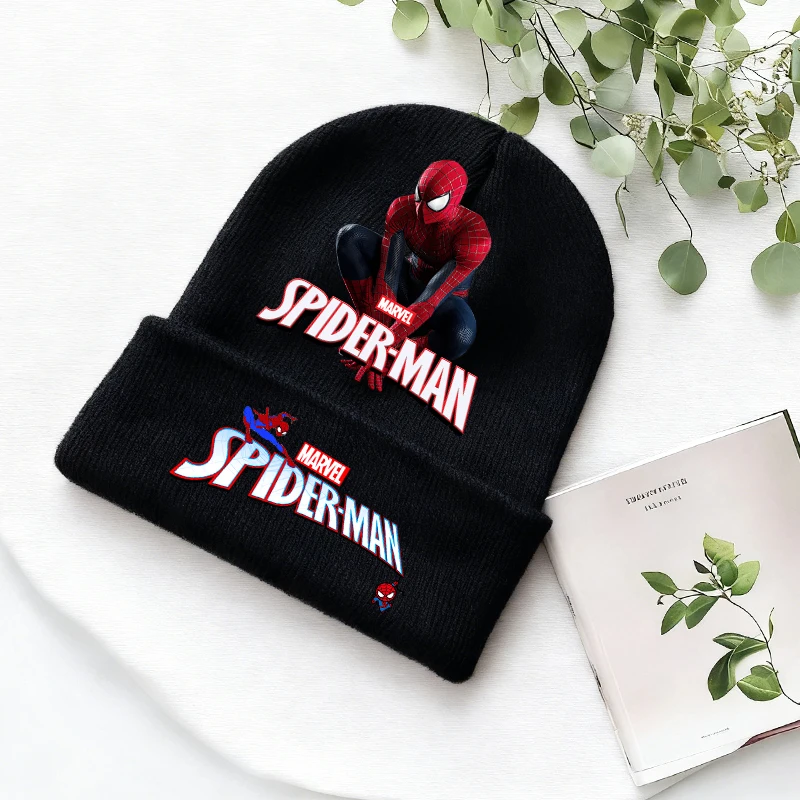 Spiderman Marvel Kids Knitted Hat Cute Anime Disney Movie Print Beanie Cap Headgear Outdoor Street Warm Knit Cap Game Party Gift