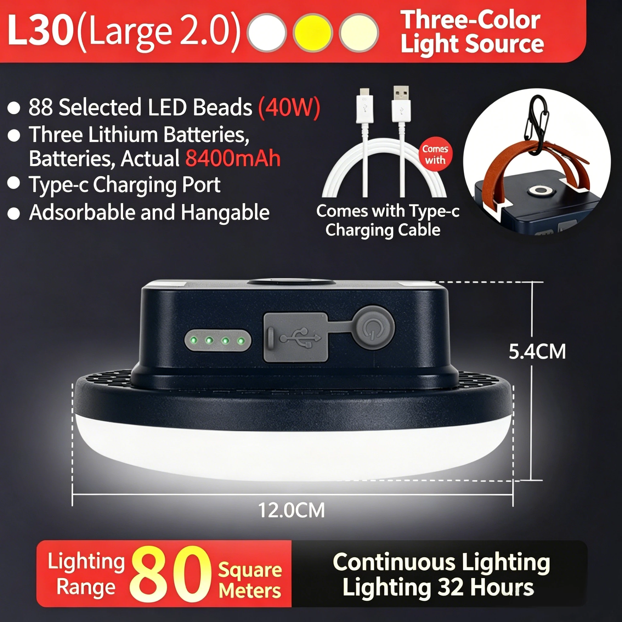 

GEBANG Tent Light Rechargeable Lantern Portable Emergency Night Market Light Outdoor Camping Bulb Lamp Flashlight Home LED