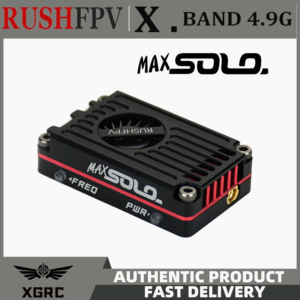 Rushfpv max solo xbandトランスミッター,4.9g 2.5w 8ch vtx 4.9ghz,cncシェル,rcfpvレンジレーシングドローン用の内蔵冷却ファン