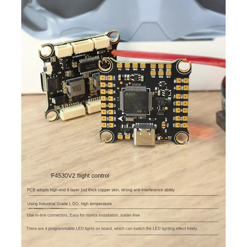 F4530 V2 Mini Flight Controller With 50A 8-Bit ESC Gyroscope Dual BEC Onboard LED Light For FPV Freestyle Racing Drone