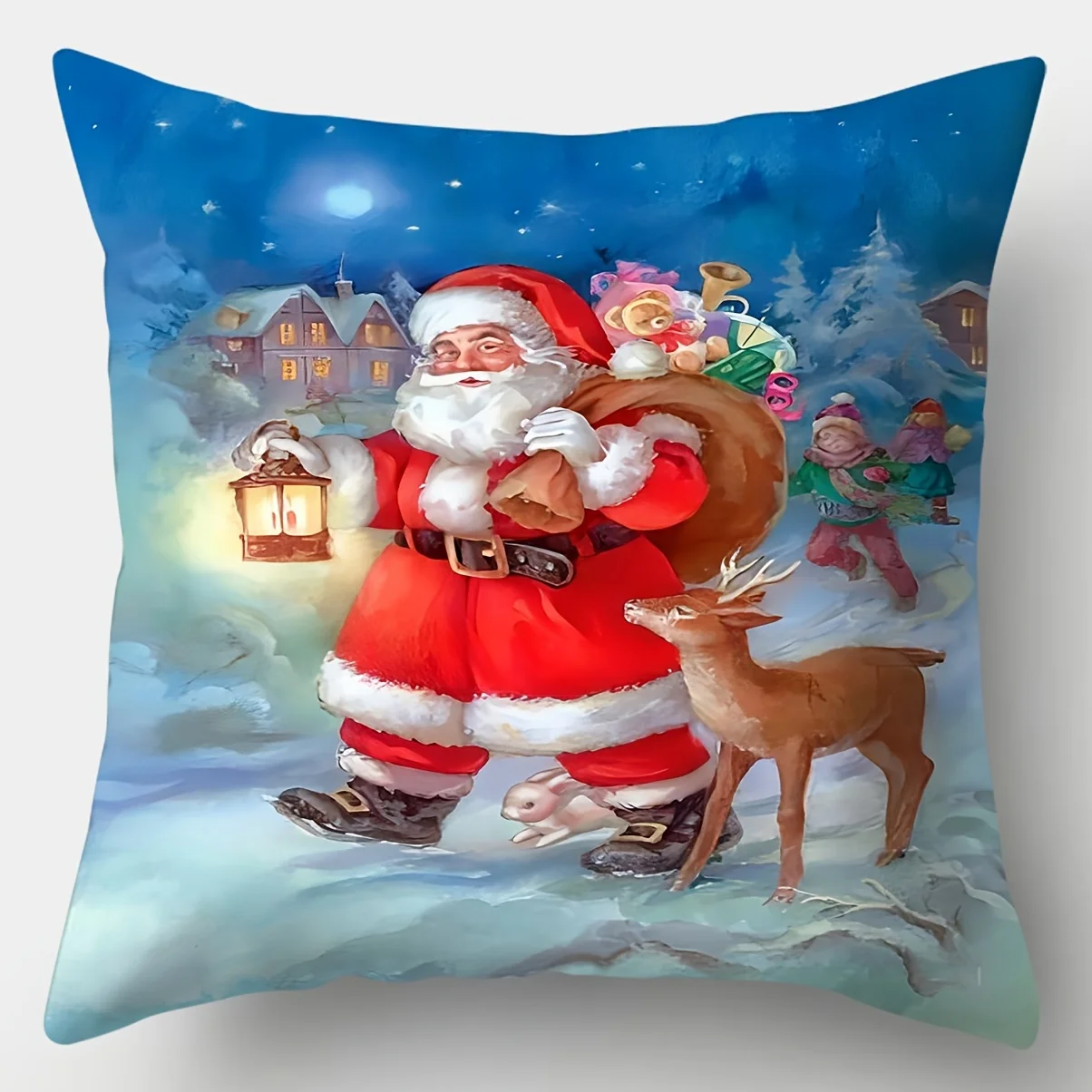 Single Sided Printed Cushion Cover Christmas Series Soft Polyester Fabric Living Sofa Bedroom Bedside Decorative Pillowcase