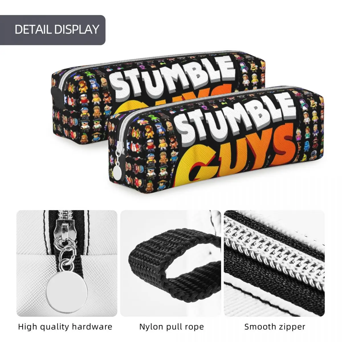 Stumble Guys Funny Game Pencil Case Cartoon Pencilcases Pen Box for Student Big Capacity Bag Office Gifts Accessories