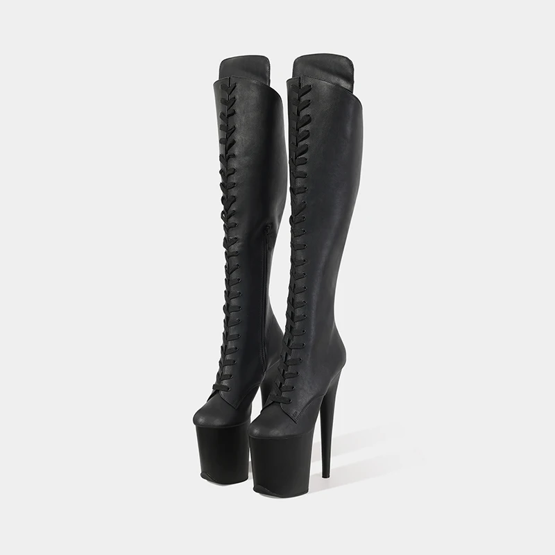 LAIJIANJINXIA New 20CM/8Inches PU Upper Sexy Exotic Pole Dancing Shoes High Heel Platform Women\'s Modern Over The Knee Boots