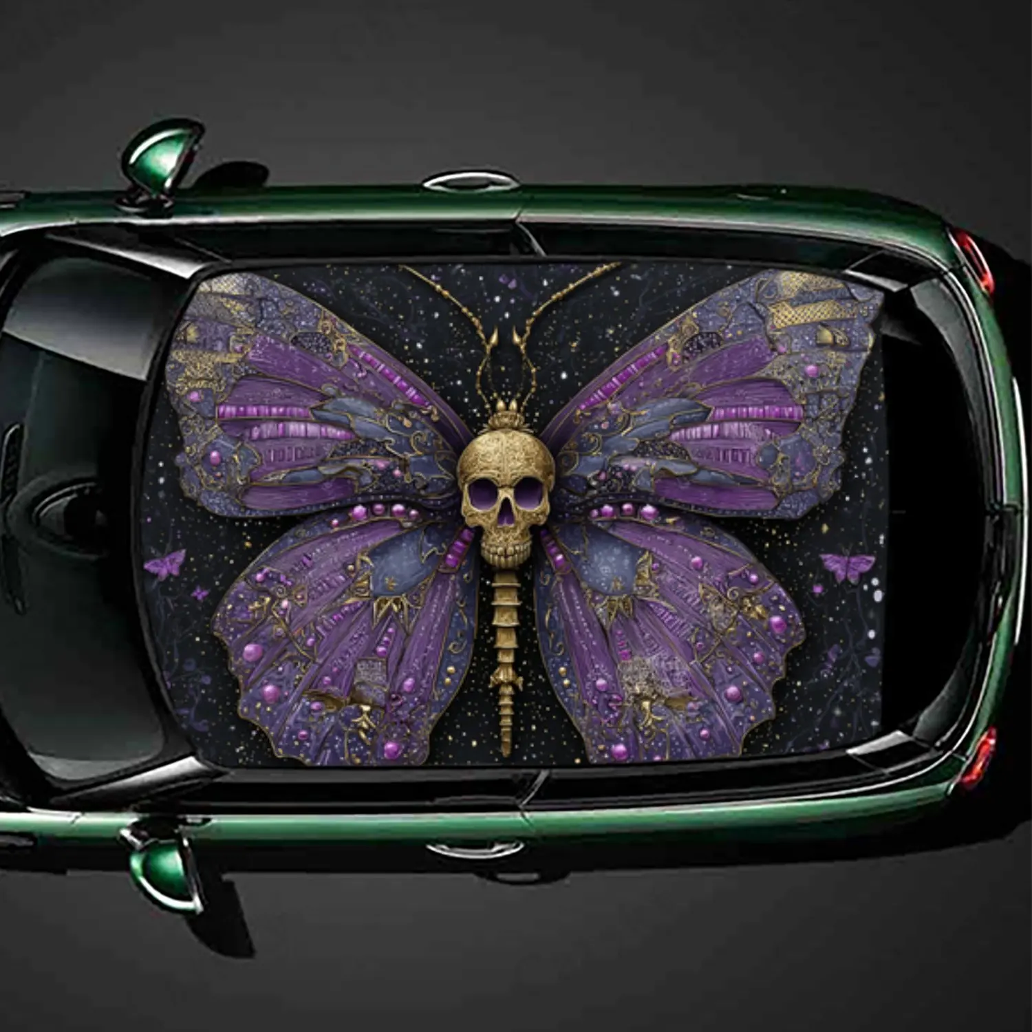 

Artistic Skull & Butterfly Car Roof Vinyl Wraps Sticker, Auto Decal, Artistic Vehicle Decoration, Self-adhesive Waterproof Car E