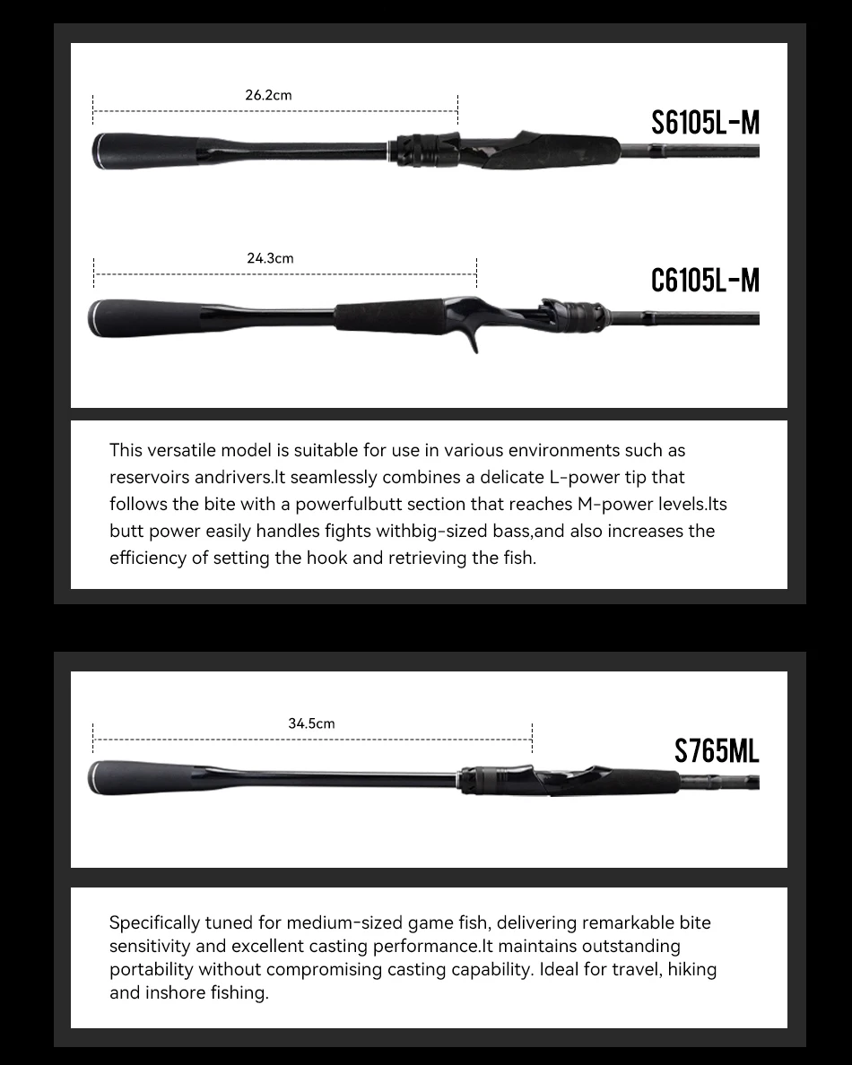 TSURINOYA LURE VALLEY 5 Section Spinning Casting Fishing Rod 1.98m 2.08m 2.28m 2.44m 2.7m FUJI A Guide travel versatile Bass Rod