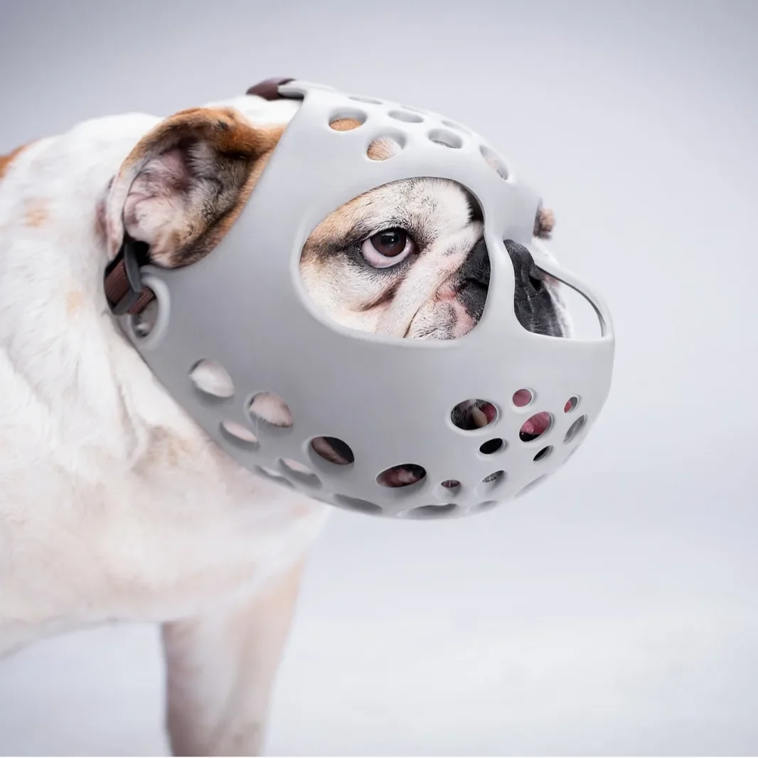 Bulldog Muzzle Soft Rubber Short-beaked Dog Mask Anti-indiscriminate Eating and Anti-bite Breathable Muzzle