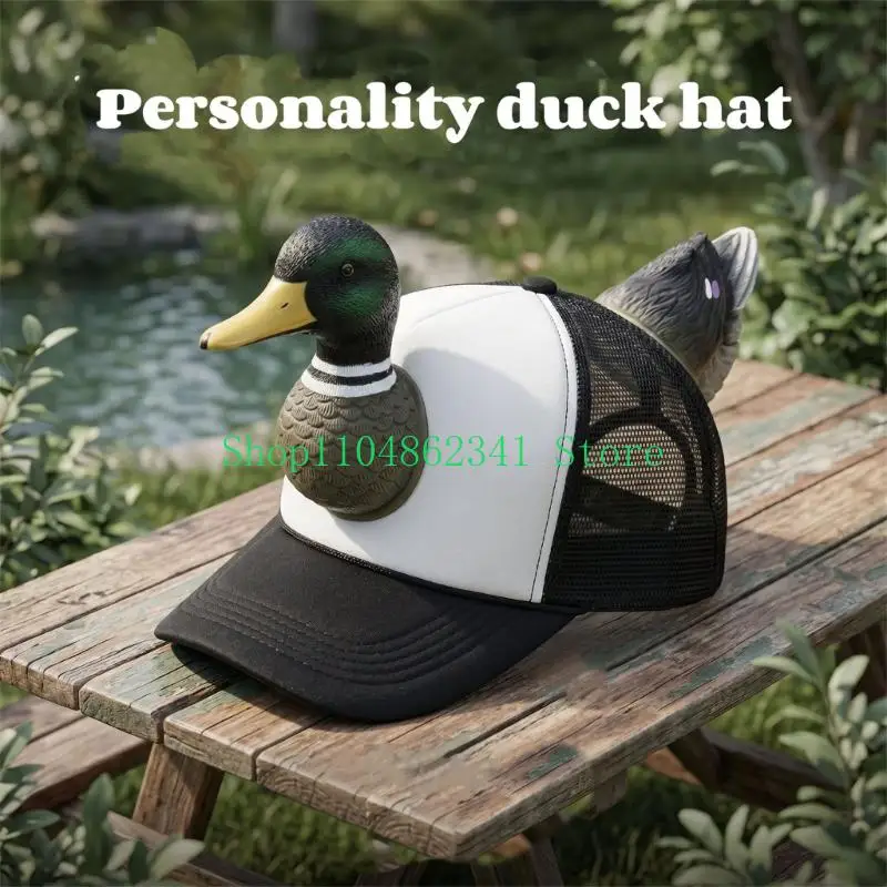 652F Unique 3D Duck Cap with Front Animal Accent for Festival Outfit Styling