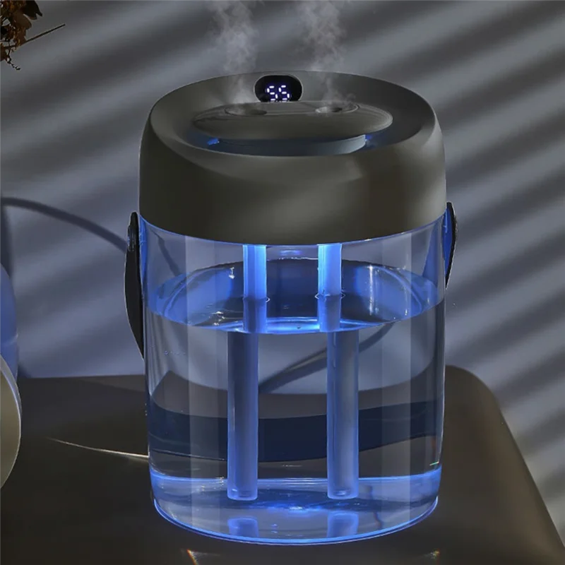N89R White 2L Double Nozzle Humidifier Office Desktop Portable Air Atomizer USB Chargeable Digital Display Humidification Nebuli