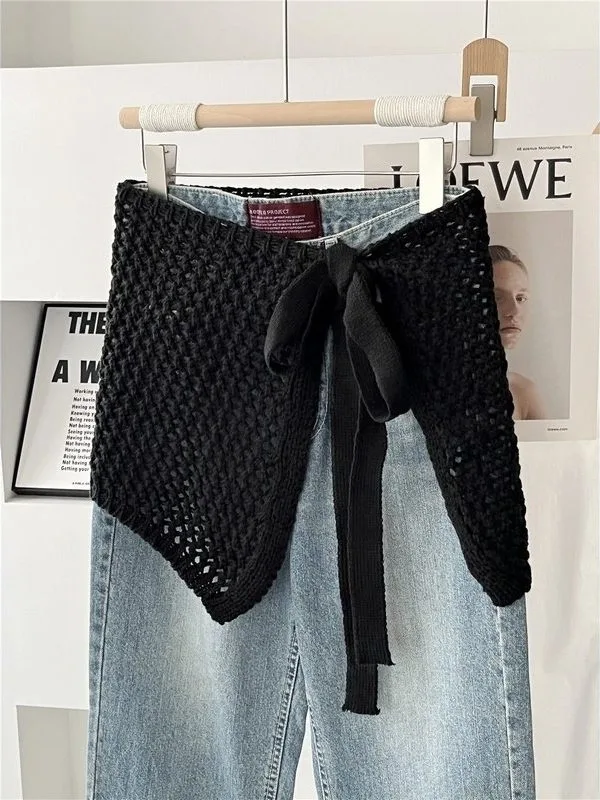 

plus Size Bla Knitted Skirt Women's Layered Casual High Waist Design Meat Concealing Slimming ort Skirt