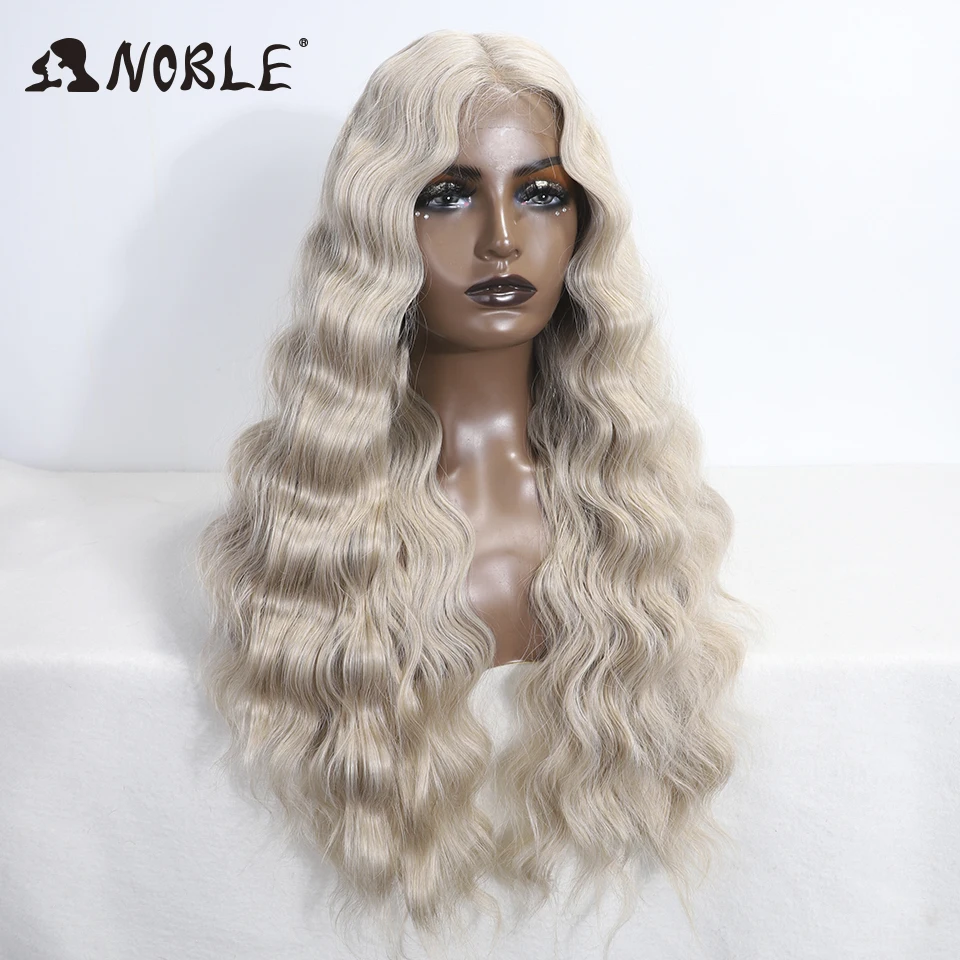 Perruque Lace Front Wig synthétique ondulée 28 pouces-Noble, perruque Lace Wig partielle brune pour femmes, perruque Lace Wig de haute qualité