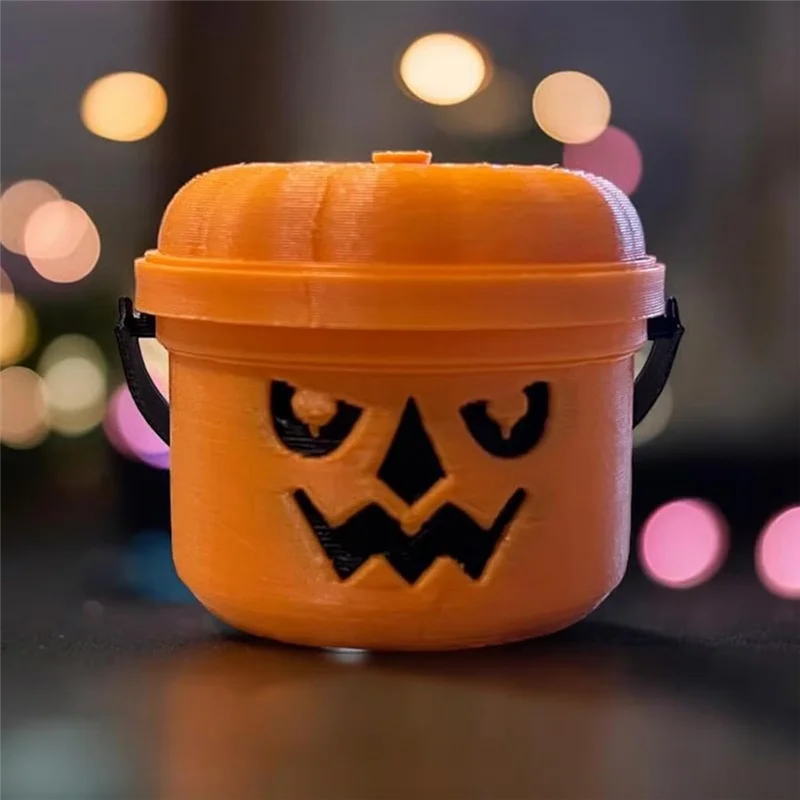 AS60-12Pcs Spooky Mini Boo Bucket Figurines Halloween Candy Bowl Trick Or Treat Props Trick Or Treat Event Props Novelty Gifts