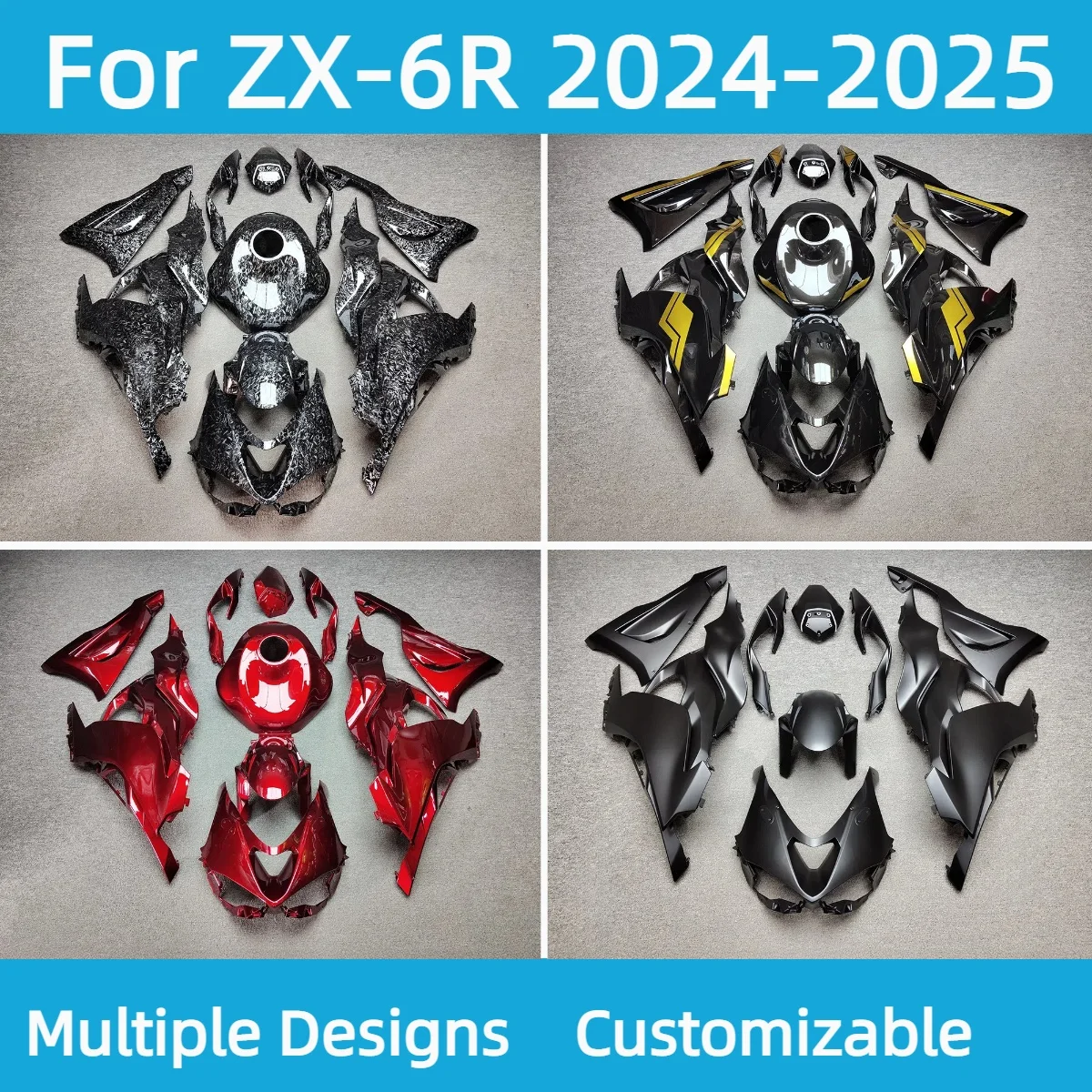 

Full Fairing Kit ZX6R 2024 2025 Carbon Fibre Motorcycle Free Customized Fairings for Kawasaki ZX 6R 24 25